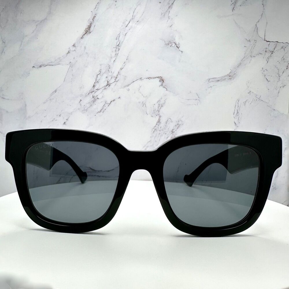 New Gucci Sunglasses Black Gold Square - Picture 2 of 16
